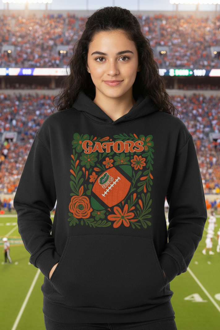 Gildan 9 oz 50/50 Hooded Sweat - 12500 with Gators Football Print