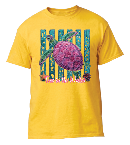 SEA TURTLE DAISY TSHIRT 50/50 GILDAN