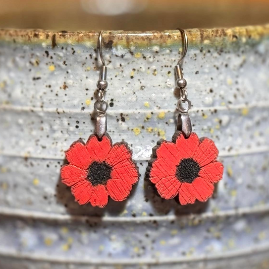 Red Flower Earrings