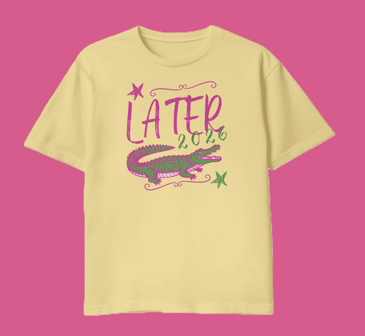 Later Gator Pink & Purple on Daisy Shirt Gildan 50/50
